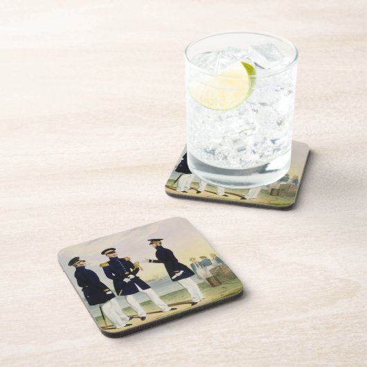 大尉、海軍将官および司令官は(衣服をとって下さい)地図をつくります コースター (右側)