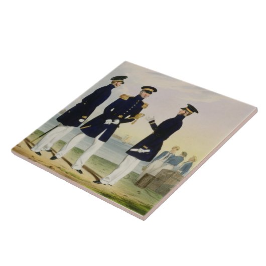 大尉、海軍将官および司令官は(衣服をとって下さい)地図をつくります タイル (側面)