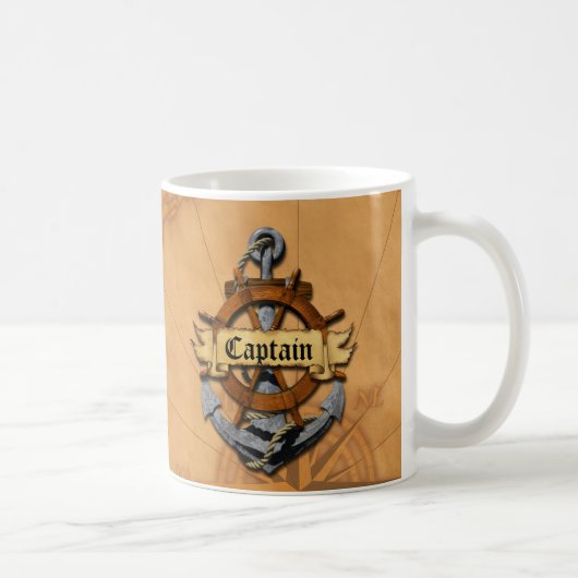 大尉Anchorおよび車輪 コーヒーマグカップ (右)