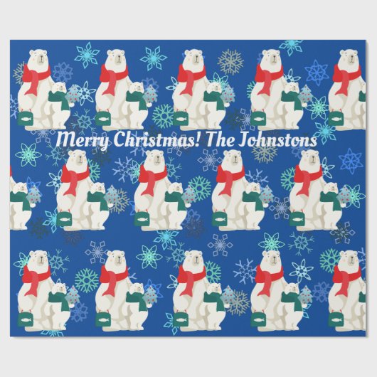 大小のホッキョクグマとスノーラッピング紙 ラッピングペーパー (フラット)