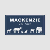 大小の動物獣医の青い名前タグ 名札 (正面)