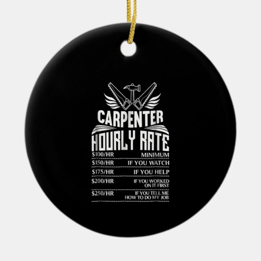 大工おもしろい木工用ギフト素晴らしパパ セラミックオーナメント (正面)