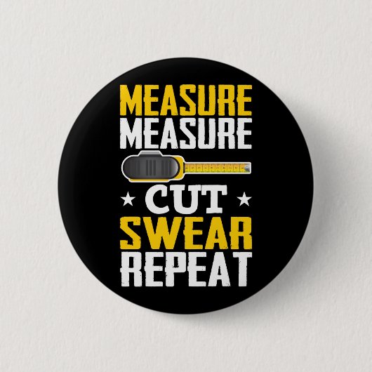 大工おもしろい木工 缶バッジ (正面)