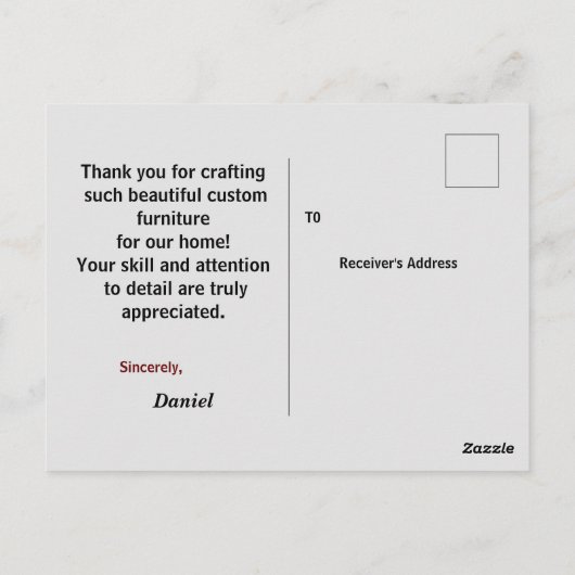 大工に感謝する ポストカード (裏面)