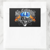 大工のスカル懸命帽子：大工 長方形シール (バッグ)