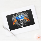 大工のスカル懸命帽子：大工 長方形シール (封筒)