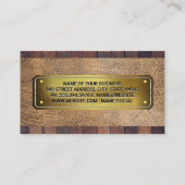 大工のロゴ | 金ゴールドリベットプレート | ウッドレザー 名刺 (裏面)