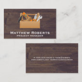 大工の工具箱 | 木目の背景 名刺 (正面/裏面)