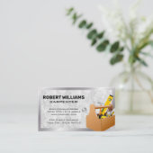 大工の工具箱 | 金属銀縁ど 名刺 (スタンド正面)