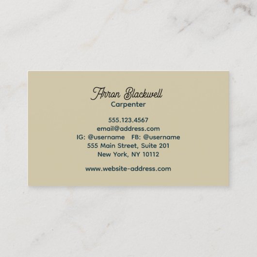 大工の建築大工がハンマーを越えた 名刺 (裏面)