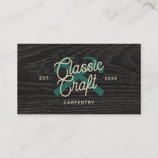 大工の建築大工がハンマーを越えた 名刺 (正面)