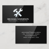 大工の手工具 | 黒の光沢 名刺 (正面/裏面)