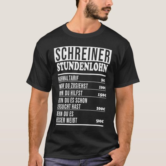 大工の時給インボイス大工のことわざ Tシャツ (正面)