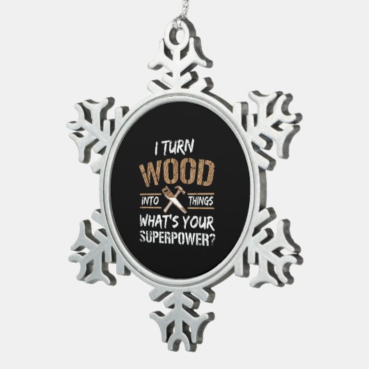 大工の木工に木を変える スノーフレークピューターオーナメント (右)