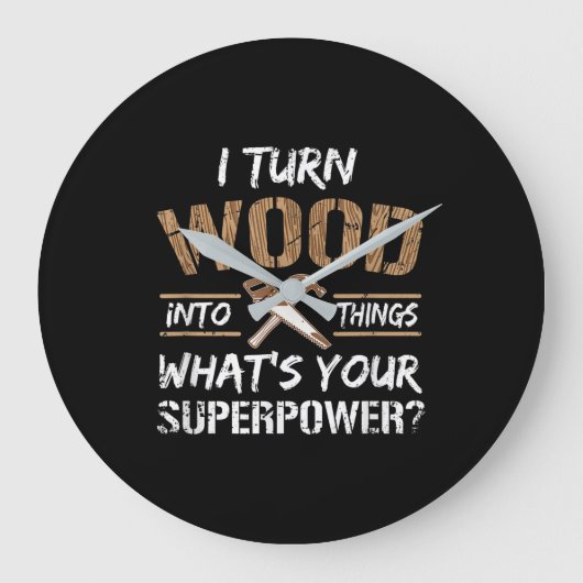 大工の木工に木を変える ラージ壁時計 (正面)