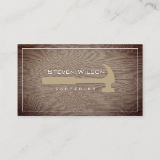大工の木工プロフェッショナル工具素朴木材 名刺 (正面)