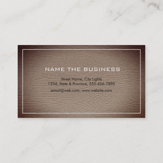 大工の木工事の専門用具の素朴な木 名刺 (裏面)