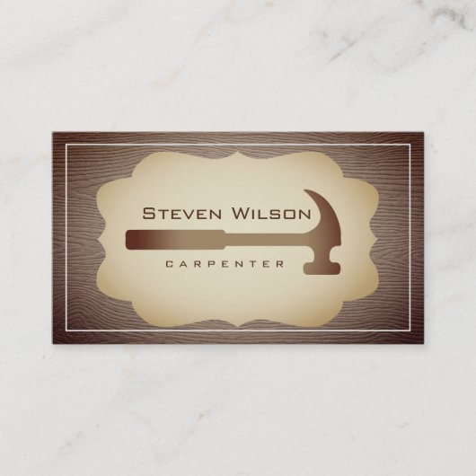 大工の木工事の専門用具の素朴な木 名刺 (正面)