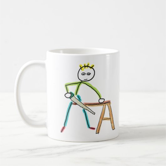 大工の棒人間 コーヒーマグカップ (左)