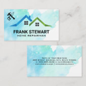 大工の道具と家の屋上アイコン 名刺 (正面/裏面)