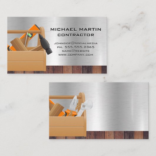 大工の道具 |木材と金属 名刺 (正面/裏面)