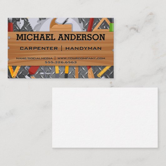 大工の道具 | 木製鋼 名刺 (正面/裏面)