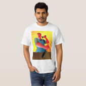大工の顕著なハンマーののみポスターレトロ Tシャツ (正面フル)