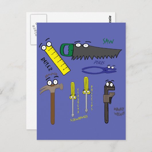 大工はお洒落な漫画の芸術に用具を使います ポストカード (正面/裏面)