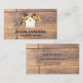 大工ツールとホームアイコン | ウッド 名刺 (正面/裏面)