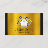 大工ツール金ゴールドメタルブラックトリム 名刺 (正面)