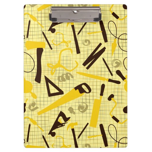 大工ハンドツール，黄色の木工店 クリップボード (正面)