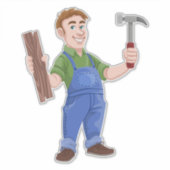 大工ハンマー・ウッド・建築 シール (正面)