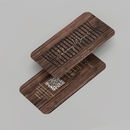 大工モダンプロフェッショナル木工ブラウン材 名刺