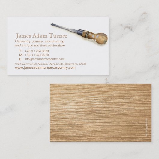 大工仕事の大工ののみの芸術の名刺 名刺 (正面/裏面)