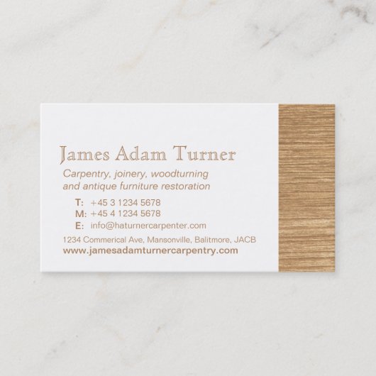 大工仕事の大工の木製の名刺 名刺 (正面)