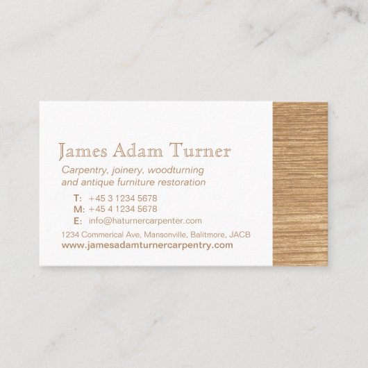 大工仕事の大工の木製の名刺 名刺 (正面)