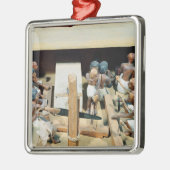 大工仕事の研修会の葬式のモデル メタルオーナメント (左)