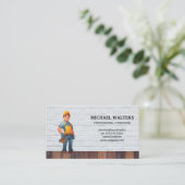 大工建築師 | レンガ材 名刺 (スタンド正面)