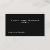 大工用スクリュードライバーブラックビジネスカード 名刺 (裏面)