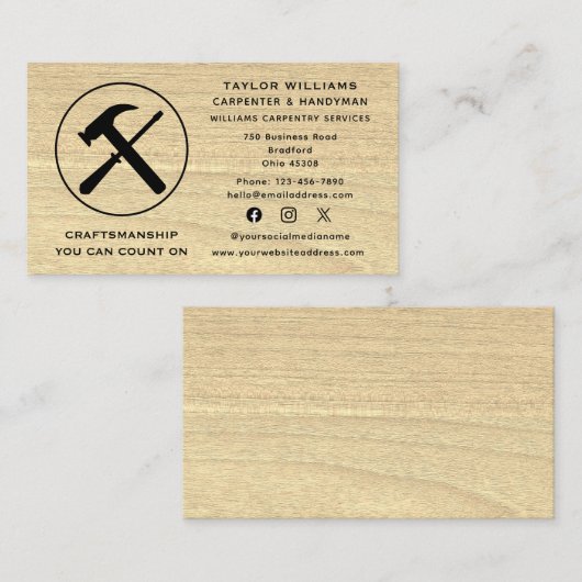 大工素朴木おもしろいSNS 名刺 (正面/裏面)