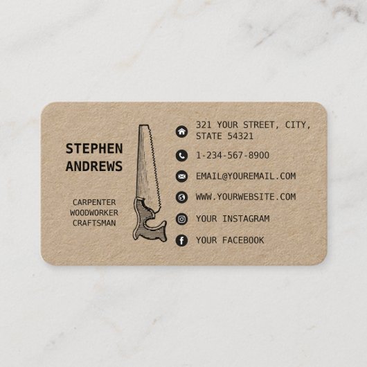 大工職人プロフェッショナルソーシャルメディアのアイコン 名刺 (正面)