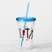 大工道具の漫画イラストレーション アクリルタンブラー (裏面)