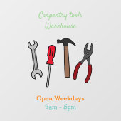 大工道具の漫画イラストレーション ウィンドウサイン (シート)