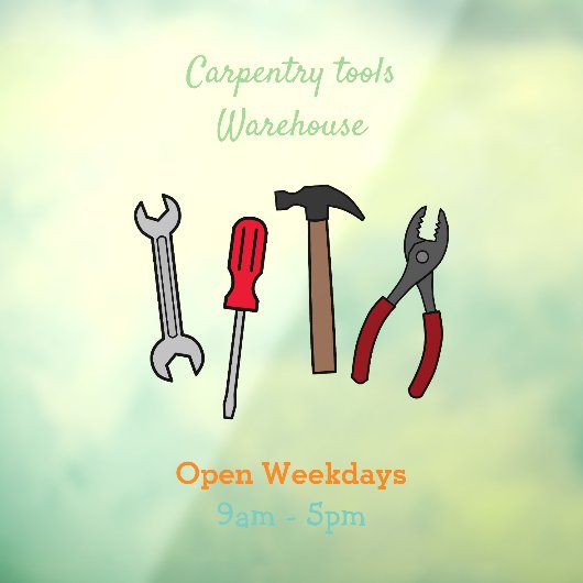 大工道具の漫画イラストレーション ウィンドウサイン (シート3)