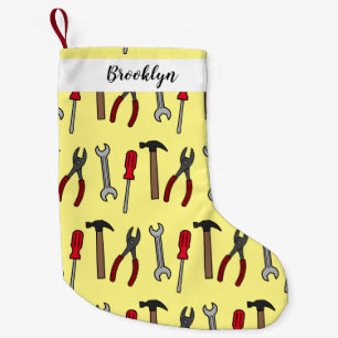 大工道具の漫画イラストレーション スモールクリスマスストッキング