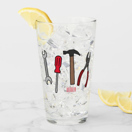 大工道具の漫画イラストレーション タンブラーグラス (アイス正面)