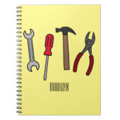 大工道具の漫画イラストレーション ノートブック (正面)