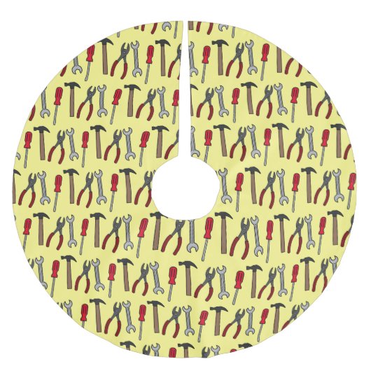 大工道具の漫画イラストレーション ブラッシュドポリエステルツリースカート (正面)