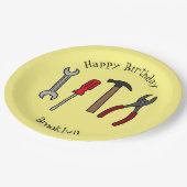 大工道具の漫画イラストレーション ペーパープレート (アングル)