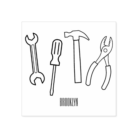 大工道具の漫画イラストレーション ラバースタンプ (インプリント)